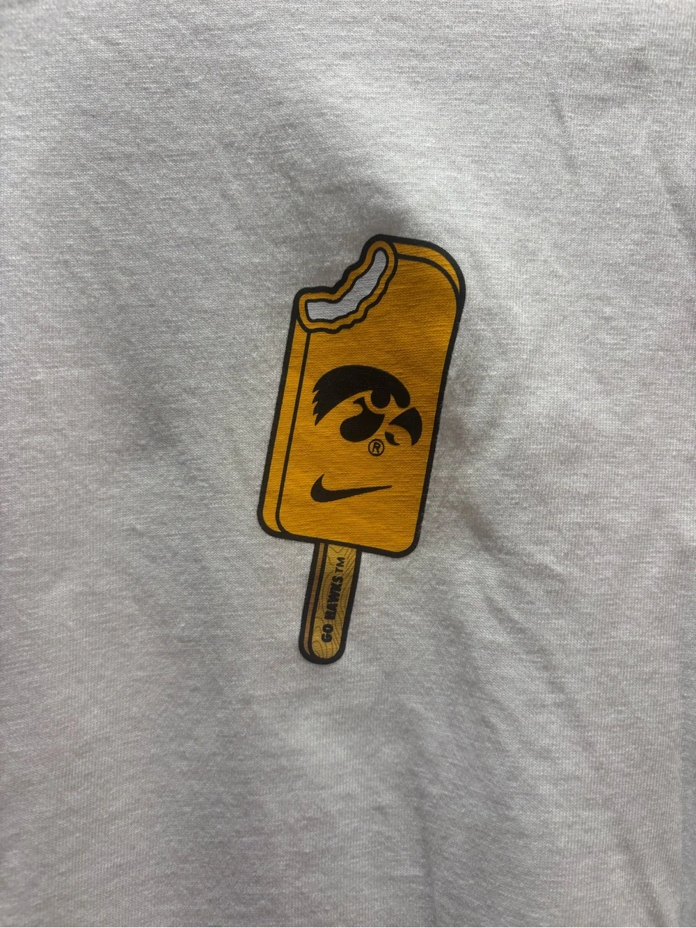 Nike Iowa Hawkeyes White Long-Sleeve Tee with Yellow Popsicle Patch